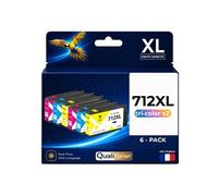 Pack 6 Cartouche 712 compatible pour HP 210 230 250 630 650 Cyan Magenta Jaune Haute capacité avec puce 29ml