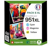 Pack 6 Cartouche Encre 951XL CN046AE CN047AE CN048AE CN050AE CN051AE CN052AE Compatible pour HP 251DW 276DW 8660 Cyan Magenta Jaune Haute capacité avec Puce 26 ML