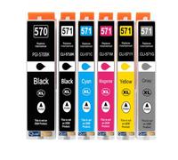 Pack 6 Cartouche Encre CLI-571XL CLI 571XL 571 XL Compatible pour Canon PIXMA MG5751 MG5752 MG5753 MG6850 MG6851 MG6852 MG6853 MG7750 MG7751 Noir Cyan Magenta Jaune Gris Haute capacité avec Puce