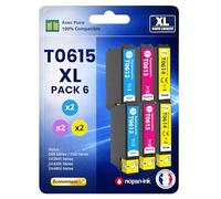 Pack 6 Cartouche T061 Compatible pour Epson D68 DX4850 Cyan Magenta Jaune Haute capacité avec Puce 400 Pages C13T06124012 Ourson