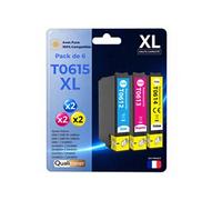 Pack 6 Cartouche T0612 T0613 T0614 compatible pour Epson D68 D88 DX3800 DX3850 DX4200 DX4250 DX4800 DX4850 Couleurs Haute capacité avec puce 400