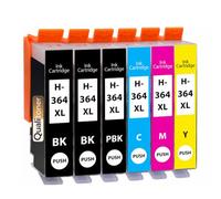 Pack 6 Cartouches d’Encre 364XL 364 XL CN684EE CB323EE CB324EE CB325EE CB322EE Compatible pour HP DeskJet OfficeJet PhotoSmart Noir Noir Photo Cyan Magenta Jaune Haute capacité avec Puce