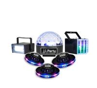 Pack 6 Jeux de Lumière Party Sound & Light LED - Stroboscope + Dôme ASTRO + Derby + OVNI Multi Faisceaux, Animations DJ Soirées