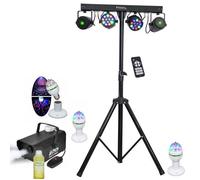 PACK 6 JEUX DE LUMIERE + PIED DJ + MACHINE A FUMEE + PRODUIT PACK SONO LIGHT DJ idéal soirée dansante bar famille disco fête Nöel