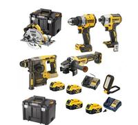 PACK 6 OUTILS DEWALT ,4 batteries 5Ah 18v,2 chargeurs.DCD800/DCF887/DCH273/DCG405/DCS572/DCL182-XJ