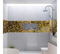 Pack 6 stickers adhésifs frises carrelages | Autocollant Frises Mosaïque Carreaux de ciment - EFFET DORÉ - 6 frises de 10 x 60 cm