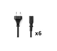 PACK 6X Câble d'alimentation Euro Male IEC-320-C7 Droit Plaqué nickel