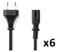 pack 6x nedis câble d'alimentation euro male iec320c7 droit plaqué nickel G