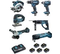Makita - Ensemble De 7 Machines 18v 5ah (ddf484 + Dtd154 + Dga506 + Dhs680 + Dhr243 + Dtm51 + Djv182) Dlx7014ptj Makita Dlx7014ptj