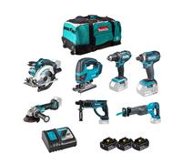 Pack 7 outils 18V DLX7013PT MAKITA (DDF482 + DTD152 + DGA504 + DSS610 + DHR202 + DJR186 + DJV180)
