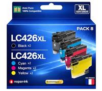 Pack 8 Cartouche d’Encre LC426XL LC426XL LC426 XL Compatible pour Brother MFC-J4335DW MFC-J4340DW MFC-J4535DW MFC-J4540DW Noir Cyan Magenta Jaune Haute capacité avec Puce 6000 5000 Pages