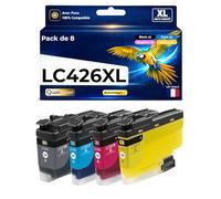 Pack 8 Cartouche d’Encre LC426XL LC426XL LC426 XL Compatible pour Brother MFC-J4335DW MFC-J4340DW MFC-J4535DW MFC-J4540DW Noir Cyan Magenta Jaune Haute capacité avec Puce 6000 5000 Pages