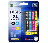 Pack 8 Cartouche T061 Compatible pour Epson D68 DX4850 Noir Cyan Magenta Jaune Haute capacité avec Puce 400 Pages C13T06114012 Ourson