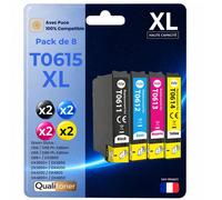 Pack 8 Cartouche T0611 T0612 T0613 T0614 compatible pour Epson D68 D88 DX3800 DX3850 DX4200 DX4250 DX4800 DX4850 Couleurs Haute capacité avec puce 400 pages OURSON