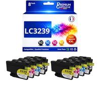 Pack 8 Cartouches Encre LC3239XL Compatible pour Brother HL J6000DW HL J6100DW MFC J5945DW MFC J6945DW MFC J6947DW Noir Cyan Magenta Jaune Haute capacité avec Puce Noir 6000 Pages Couleurs 5000 Pages