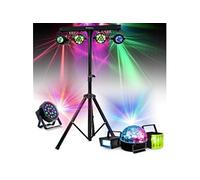 Pack 8 Jeux de Lumière Ibiza DJLIGHT60 - Projecteurs - Moonflower - Strobo - Astro - Derby - Pied Support - Soirée - DJ Mobile