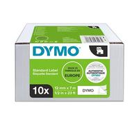 Pack 8 rubans polyester Dymo D1 12 mm blanc écriture noire + 2 offerts