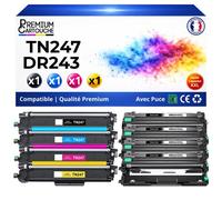 Pack 8 TN247 TN243 compatible pour Brother Noirs et Couleurs Haute capacité avec puce Noir 3000 pages Couleurs 2300 pages