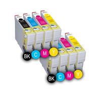 PACK 8 x CARTOUCHES D'ENCRE INKPRO COMPATIBLES MULTICOLORESE T0551 BK - T0554 Y FOR EPSON STYLUS PHOTO RX420