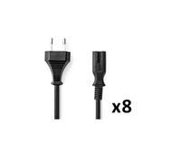 PACK 8X Câble d'alimentation Euro Male IEC-320-C7 Droit Plaqué nickel