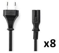 pack 8x nedis câble d'alimentation euro male iec320c7 droit plaqué nickel G