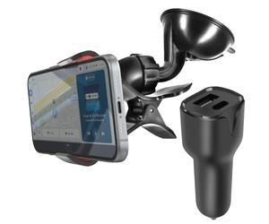 Pack Accessoires Auto avec Chargeur Voiture USB-C et Support Ventouse Noir