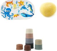 Pack accessoires de Bain - THERMOBABY - Tapis antidérapant - Eponge et jouets empilables