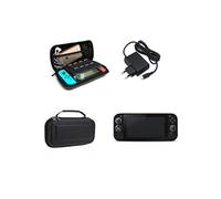 Pack Accessoires Nintendo Switch - Chargeur Secteur + Housse Transport + Etui Silicone + Film Protection Ecran - Noir -