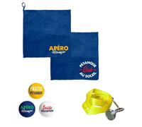 Pack Accessoires Pétanque : Ramasse-boule Aimanté, 2 Chiffonnettes Microfibre et 3 Buts Marqués