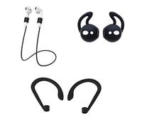 Pack Accessoires pour Airpods (Fils + Tour d'oreilles + Accroche Oreilles) Silicone (Noir)