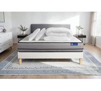 Pack prêt a dormir matelas ACTIFLEX NIGHT 160x200 RESSORTS ENSACHES 3zones confort + sommier KIT blanc + 2 oreillers +couette