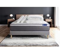 Pack ACTIFLEX PLUS 140x190cm sommier kit gris - 26cm - Ressorts ensachs et mmoire de forme - Tonique - Sommier kit Gris - Avec couette et oreillers