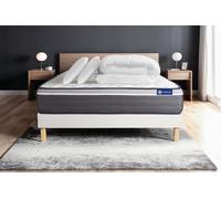 Pack ACTIFLEX PLUS 160x200cm sommier kit blanc - 26cm - Ressorts ensachs et mmoire de forme - Tonique - Sommier kit Blanc - Avec couette et oreillers