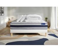 Pack ACTILATEX ERGO 160x200cm sommier kit blanc - 24cm - Latex et mmoire de forme - Tonique - Sommier kit Blanc - Avec couette et oreillers