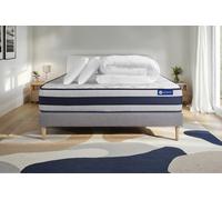 Pack ACTILATEX ERGO 200x200cm sommier kit gris - 24cm - Latex et mmoire de forme - Tonique - Sommier kit Gris - Avec couette et oreillers