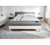 Pack ACTILATEX NIGHT 140x200cm sommier kit blanc - 20cm - Latex et mmoire de forme - Tonique - Sommier kit Blanc - Avec couette et oreillers