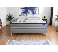 Pack ACTILATEX PUR 180x200cm sommier kit gris - 20cm - Latex et mmoire de forme - Tonique - Sommier kit Gris - Avec couette et oreillers