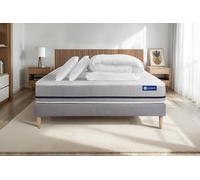 Pack prêt a dormir matelas 140x200 ACTILATEX SOFT 3zones de confort + sommier KIT gris + 2 oreillers + couette