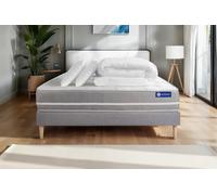 Pack ACTILATEX TOUCH 140x190cm sommier kit gris - 20cm - Latex et mmoire de forme - Moelleux - Sommier kit Gris - Avec couette et oreillers