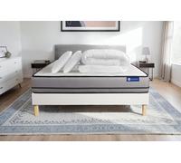 Pack ACTIMEMO NIGHT 200x200cm sommier kit blanc - 20cm - Mmoire de forme - Ferme - Sommier kit Blanc - Avec couette et oreillers