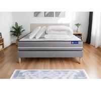 Pack prêt a dormir matelas a memoire ACTIMEMO PUR 160x200cm 3zones de confort + sommier KIT gris + 2 oreillers + couette