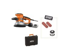 Pack AEG Ponceuse excentrique 150mm 440 W EX 150 ED SET - 25 abrasifs un plateau de ponçage et une jupe offerts