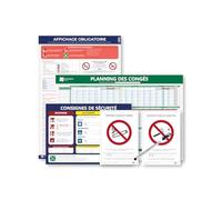 Pack affichages obligatoires entreprise - Kit conforme au Code du travail avec panneaux légaux, feutre effaçable et pastilles adhésives inclus - LEGIMEDIA ÉDITIONS