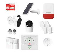 Pack Alarme Maison Connectée Touch Pro Max - Système de Sécurité sans Abonnement avec Caméras Intérieure et Extérieures, Sirène Solaire et Détecteur de Fumée - Compatible Alexa & Google Home