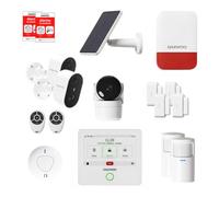 Pack Alarme Maison Connectée Touch Pro+ - Système de Sécurité sans Abonnement avec Caméras Intérieure et Extérieures, Sirène Solaire et Détecteur de Fumée - Compatible Alexa & Google Home