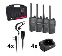 Pack Albrecht Tectalk Worker 3 Pack 4 Midland Tectalk Worker 3 à usage gratuit + 4 micro casques et socles de recharge.