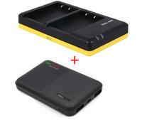 Pack alimentation deluxe : chargeur duo USB + powerbank 5000mAh pour 2 batteries BLS-5 compatibles avec Olympus