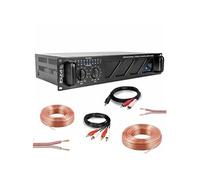Pack Ampli Sono Ibiza Sound 2 x 600W AMP800MKII - Câble HP Haut Parleur 3m - Câble RCA/RCA - Câble PC/RCA Noir