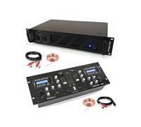 Pack Ampli Sono DJ Sound AMP600-MKII 960W - Table Mixage Bluetooth DJM250BT-MKII RCA XLR - Câbles RCA Jack enceintes inclus