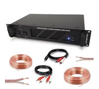 Pack Ampli Sono Ibiza Sound 2 x 240W AMP300MKII - Câble HP Haut Parleur 3m - Câble RCA/RCA - Câble PC/RCA DJ Noir